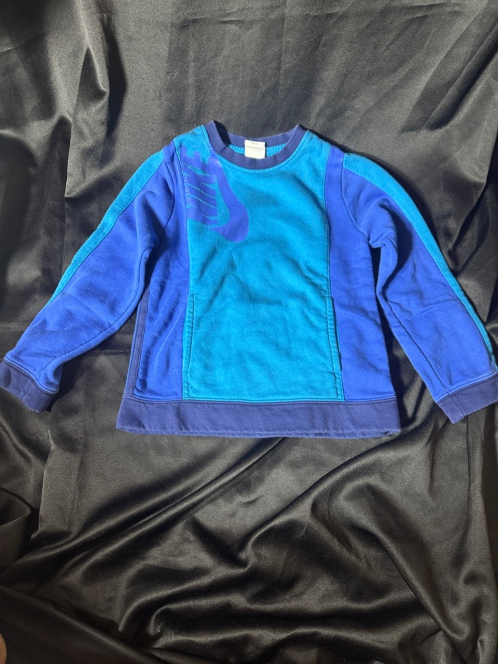 Nike Kids Blue Tone Colorblock Crew Sweatshirt